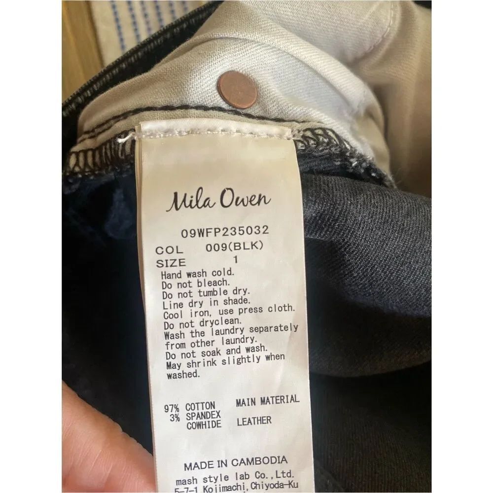Mila Owen Denim Pants Black Denim Sz 1 US Small - Picture 7 of 11